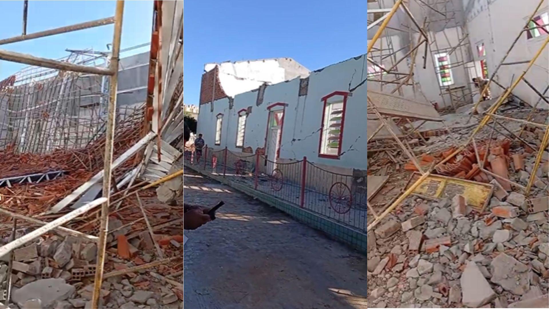 O teto da Igreja São José desabou em Jequi&eac...